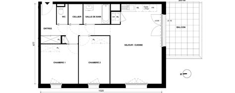 Plan appartement T3 de 66 44 m² neuf résidence du Tramway aux Les