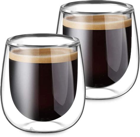 Youngever 3 Pack Espresso Cups Double Wall Thermo Insulated Espresso Cups Glass