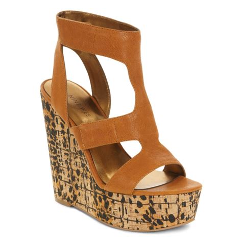 Nine West Be Alright Platform Wedge Sandals In Brown Orange Passion