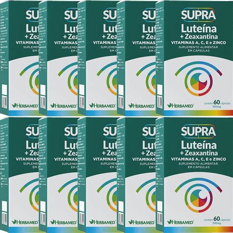 Kit 10X Supra Luteina Zeaxantina 500mg 60 Cápsulas Herbamed