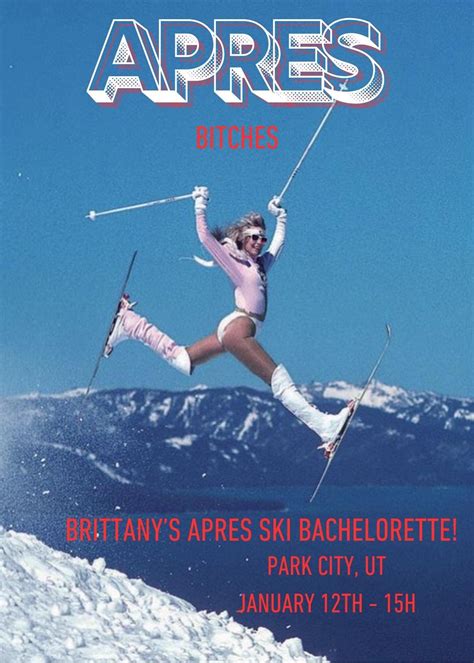 Apres Ski Bachelorette Invitation Template, Snow Bachelorette Itinerary