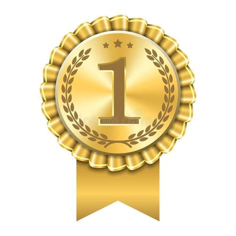 Award Ribbon Gold Icon Number First Design Winner Golden Medal Prize