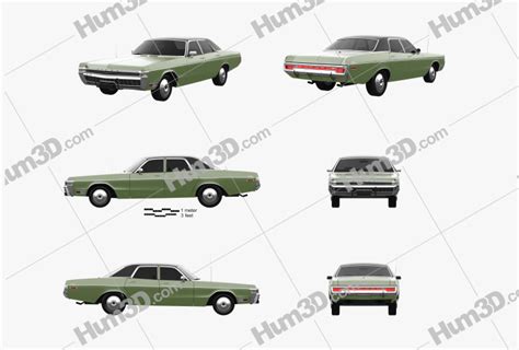 Dodge Monaco sedan 1972 Blueprint Template - 3DModels.org