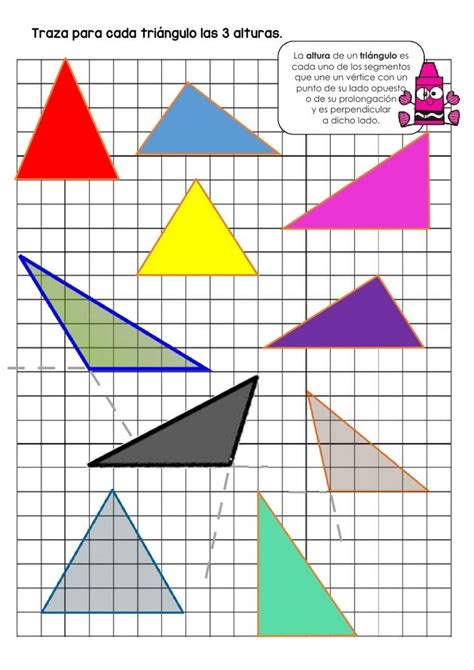 Trazo de alturas en triángulos worksheet Cuadro de texto Triangulo