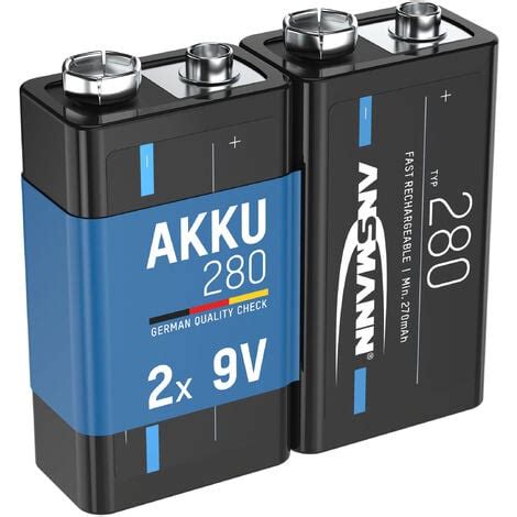 ANSMANN Akku E Block 9V 280 mAh Ni MH 2 Stück