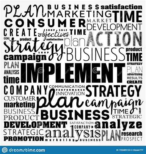 Implement Word Cloud Collage Business Concept Background Stock