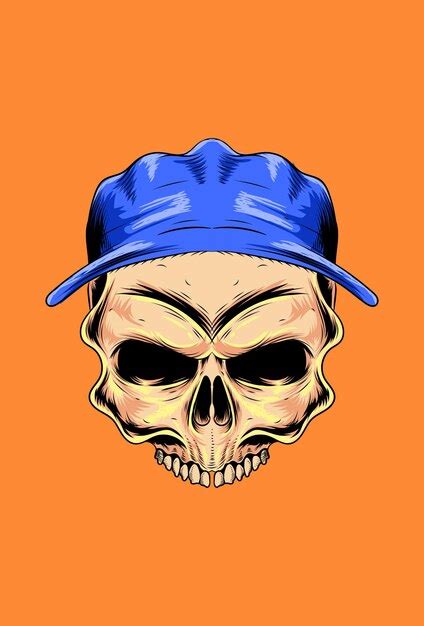 Premium Vector Skull With Hat Vector Illustration