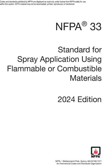 NFPA 33 2024 NFPA 33 Standard For Spray Application Using Flammable