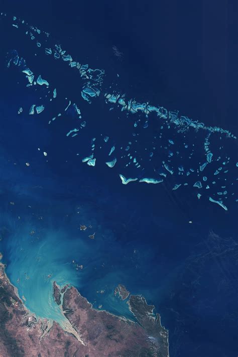 Great Barrier Reef Satellite Imagery, Australia, Coral Sea, Travel ...