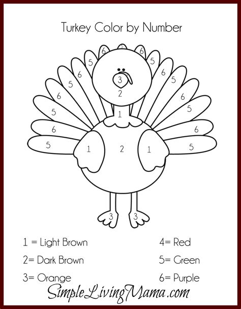 Thanksgiving Color By Number Sheets