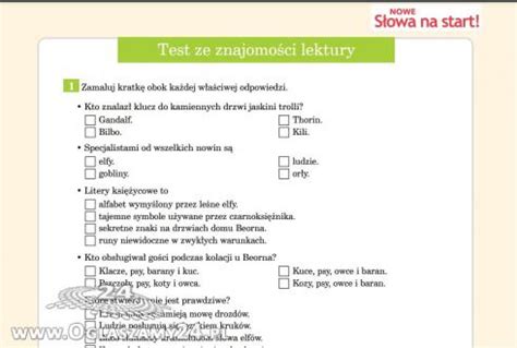 polski Nowe słowa na start 6 testy z lektur Hobbit Felix Net i Nika i