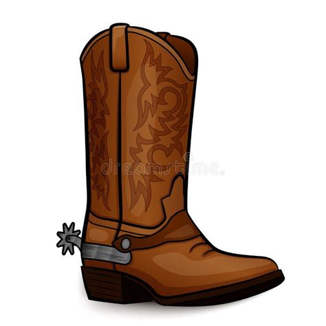 Diseño Del Marrón De La Bota De Vaquero Del Vector Ilustración del