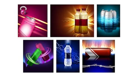 Premium Vector Energy Drink Creative Promotion Posters Set Vector