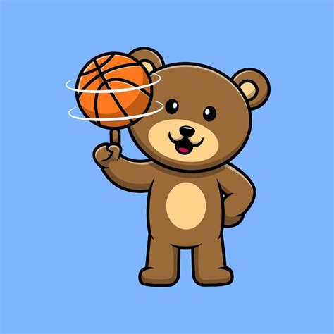 Lindo Oso Jugando Baloncesto Dibujos Animados Vector Icono Ilustraci N