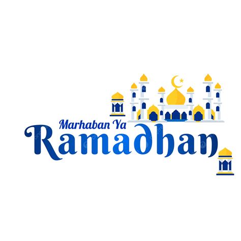 Marhaban Ya Ramadhan Dengan Desain Kartu Ucapan Masjid Islami Vektor