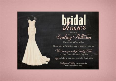 Wedding Dress Bridal Shower Invitation • Chalkboard Shower Invitation • Gown Bridal Shower ...