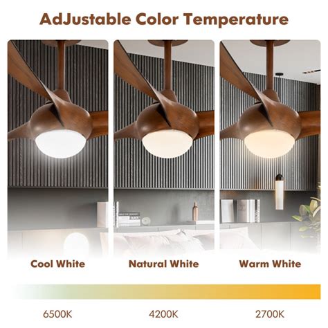 52 Inch Ceiling Fan with Changeable Light Color and 6-Level Adjustable ...