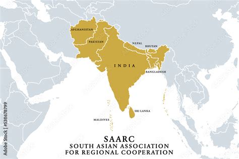 Vettoriale Stock Saarc Member States Political Map The South Asian