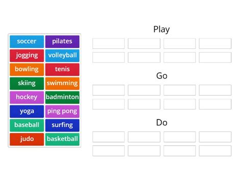 Sports Verbs Play Do And Go Group Sort