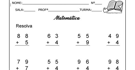 Continha De Mais Fácil - Só Continhas: Continhas de Adição armadas para imprimir - contas de ...