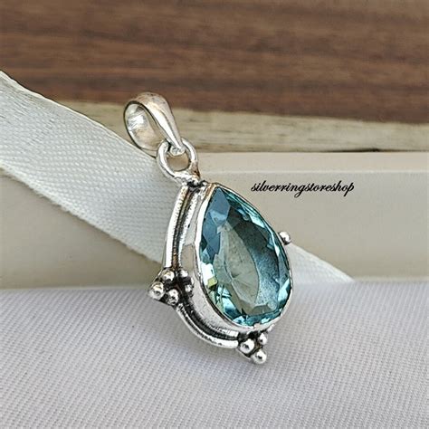 Aquamarine Pendant, Women Pendant, 925 Sterling Silver Pendant, Handmade Pendant, Natural ...