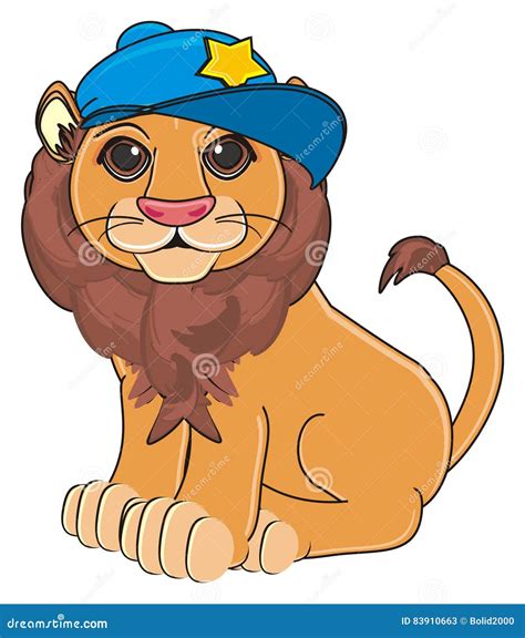 Lion in cap stock illustration. Illustration of tail - 83910663