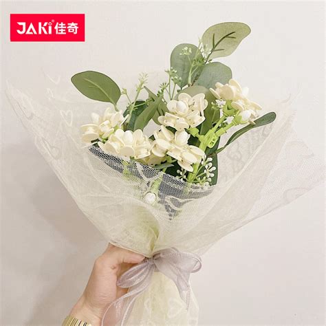 Jaki佳奇积木花束浪漫茉莉玫瑰花diy拼装玩具送女友闺蜜生日礼物虎窝淘