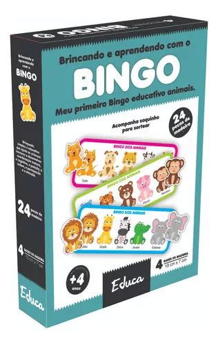 Jogo Bingo Dos Animais Brinquedo Madeira Educativo Educa MercadoLivre