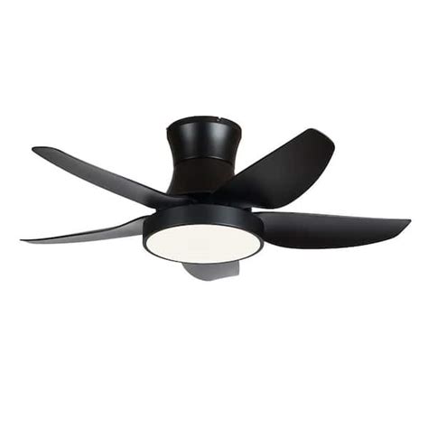 FIRHOT 42 In Smart Indoor Black Flush Mount Ceiling Fan With LED Light