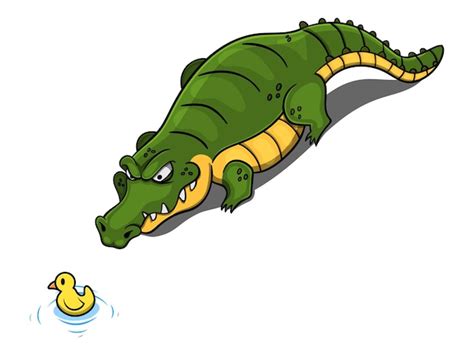 Premium Vector | Big Fat Alligator cartoon characters snapping a bathtub