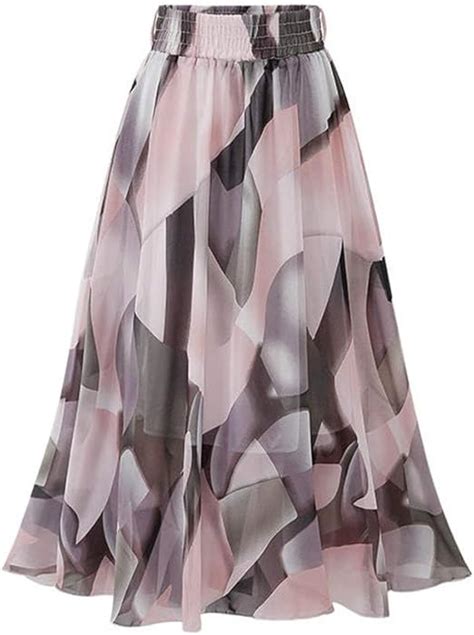 Carol 1 Damen Chiffon Rock Lang Maxirock Faltenrock Elegant Mädchen