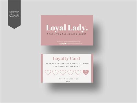 Diy Pink Blush Loyalty Vip Rewards Editable Digital Card Canva Template