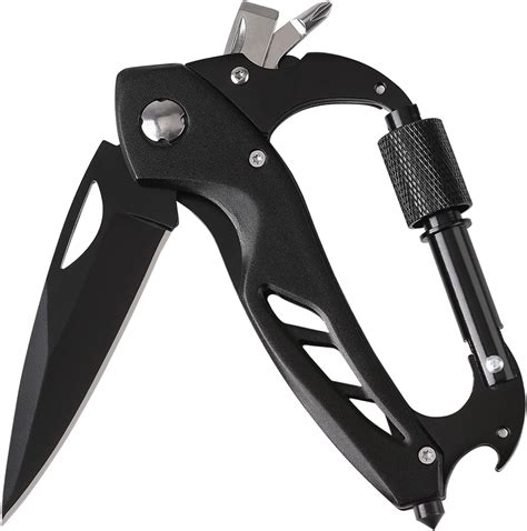 Multitool Carabiner With Folding Pocket Knife Edc Carabiner Keychain