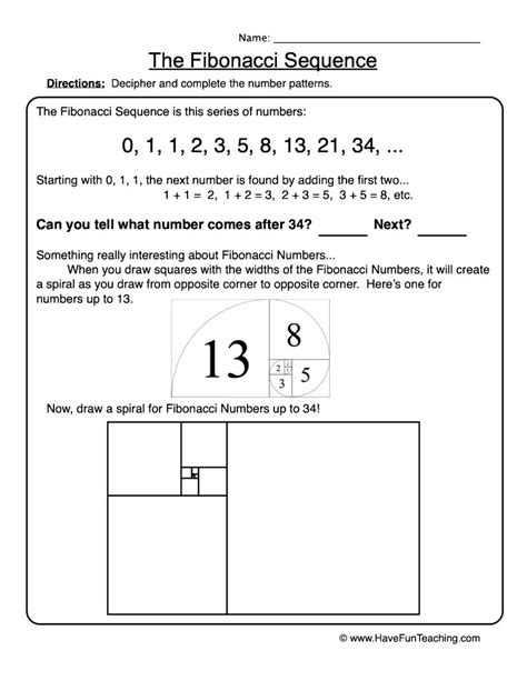 Fibonacci Sequence In Nature Handout Pdf Mensmagic