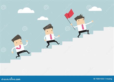 Businessman Leading A Team Up Stair To Success Vector Stock Vector