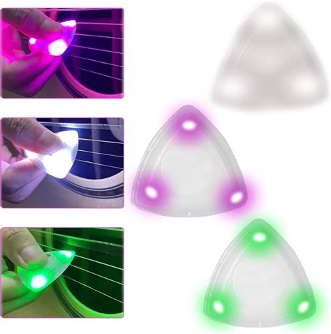 Wimony 3pcs Led Guitar Pick Light Up Guitar Pick Auto Led Glowing