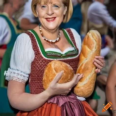 Angela Merkel Wearing A Yellow Dirndl At Oktoberfest On Craiyon