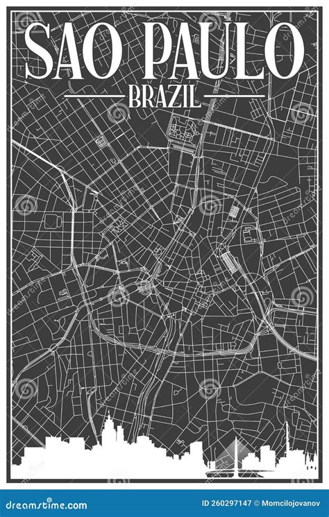 Mapa De La Red De La Red De Calles Del Centro De Sao Paulo Brasil