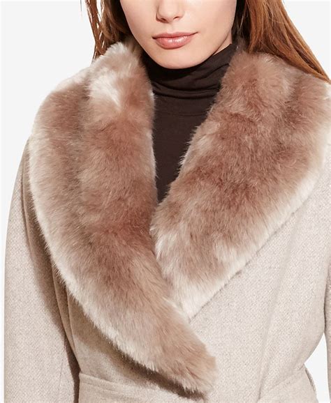 Lauren Ralph Lauren Faux Fur Shawl Collar Wrap Coat Macys