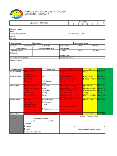 Printable Triage Form Template Printable Word Searches