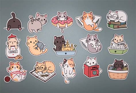 Cute Cat Clipart Kitten Sticker Pussycat Vector Kawaii Chibi 14100