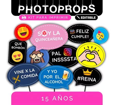 Photobooth Photoprop Cartelitos Para Imprimir 15 Años