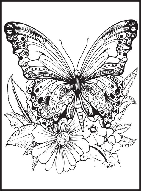 Butterfly Coloring Pages for Adults 23134391 Vector Art at Vecteezy