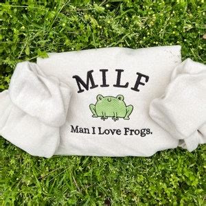 MILF Frog Embroidered Sweatshirt Frog Lover Jumper Funny MILF Sweater