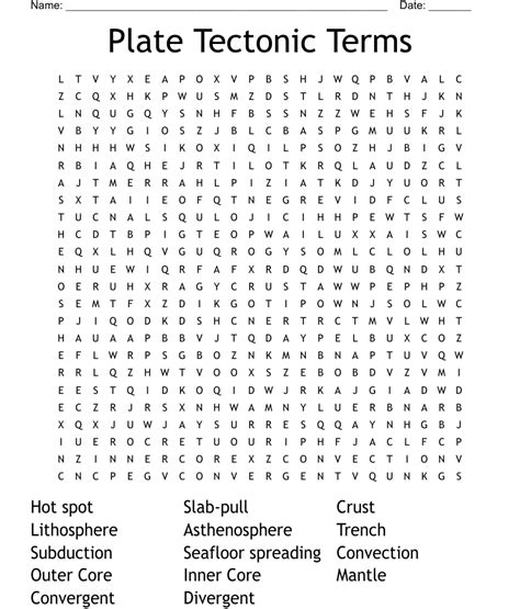 Plate Tectonic Terms Word Search Wordmint