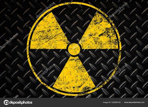 Yellow Radioactive Hazard Warning Sign Painted Grunge Black Metal Wall ...