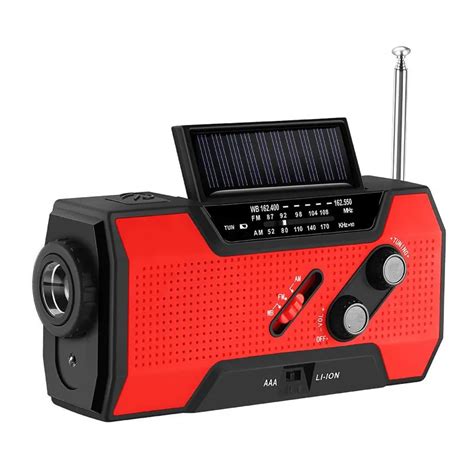 Radio Urgence 2000mah Solar Manivelle Portable AM FM NOAA Météo