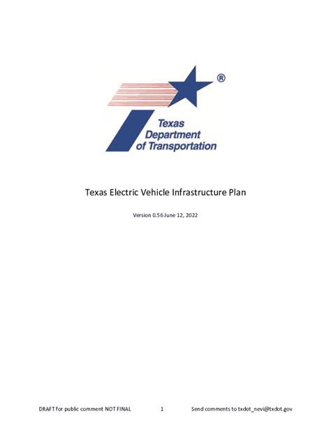 Fillable Online Ftp Txdot Texas Electric Vehicle Infrastructure Plan