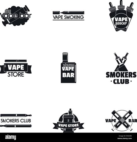 Vape Logo Set Simple Set Of 9 Vape Vector Logo For Web Design On White