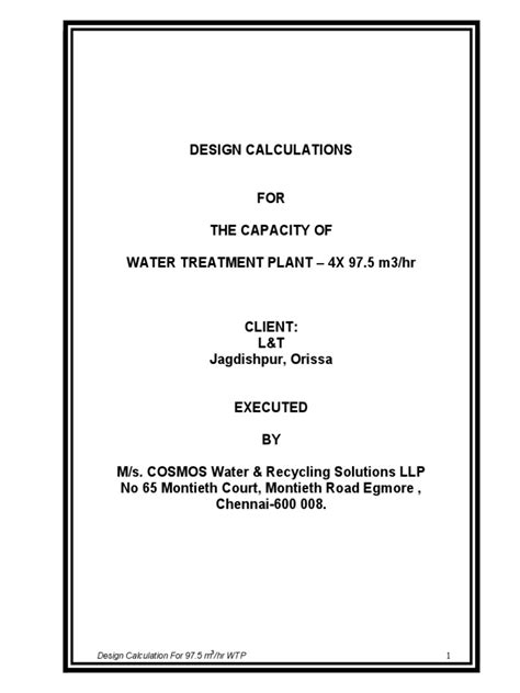 Design Calculations Design Calculation For 97 5 M Hr Wtp 1 Pdf Magnesium Physical Sciences